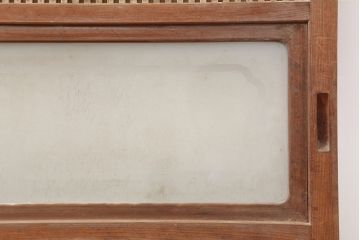 アンティーク建具　腰板ケヤキ材　裏ガラス入り　上手物!和モダンスタイルにおすすめな格子戸2枚セット(ガラス帯戸、建具、引き戸)(R-037061)