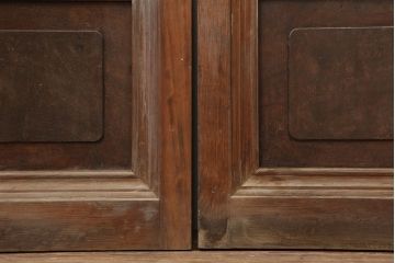 アンティーク建具　腰板ケヤキ材　裏ガラス入り　上手物!和モダンスタイルにおすすめな格子戸2枚セット(ガラス帯戸、建具、引き戸)(R-037061)