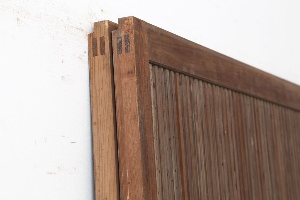 アンティーク建具　腰板ケヤキ材　裏ガラス入り　上手物!和モダンスタイルにおすすめな格子戸2枚セット(ガラス帯戸、建具、引き戸)(R-037061)