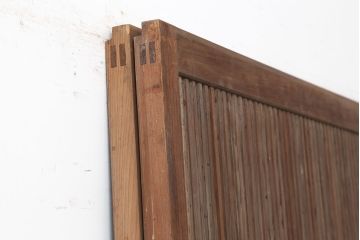 アンティーク建具　腰板ケヤキ材　裏ガラス入り　上手物!和モダンスタイルにおすすめな格子戸2枚セット(ガラス帯戸、建具、引き戸)(R-037061)