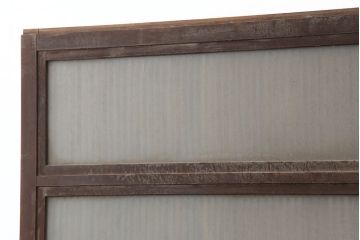 アンティーク建具　腰板ケヤキ材　裏ガラス入り　上手物!和モダンスタイルにおすすめな格子戸2枚セット(ガラス帯戸、建具、引き戸)(R-037061)