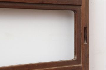 アンティーク建具　腰板ケヤキ材　裏ガラス入り　上手物!和モダンスタイルにおすすめな格子戸2枚セット(ガラス帯戸、建具、引き戸)(R-037061)