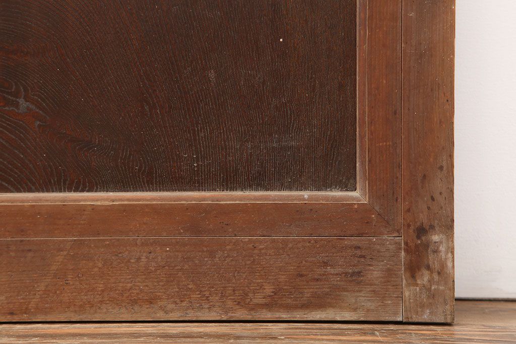 アンティーク建具　腰板ケヤキ材　裏ガラス入り　上手物!和モダンスタイルにおすすめな格子戸2枚セット(ガラス帯戸、建具、引き戸)(R-037061)