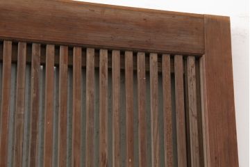 アンティーク建具　腰板ケヤキ材　裏ガラス入り　上手物!和モダンスタイルにおすすめな格子戸2枚セット(ガラス帯戸、建具、引き戸)(R-037061)