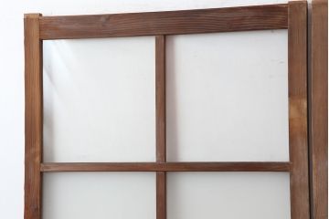 アンティーク建具　和製アンティーク　昭和初期　味のある風合いのレトロなガラス戸2枚セット(建具、引き戸)(R-037062)