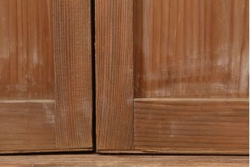 アンティーク建具　和製アンティーク　昭和初期　味のある風合いのレトロなガラス戸2枚セット(建具、引き戸)(R-037062)