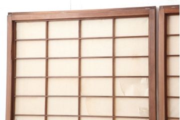 アンティーク建具　昭和初期　摺り上げ　風情あるインテリアにおすすめな雪見障子戸4枚セット(建具、擦り上げ障子戸、擦上障子戸、引き戸)(R-037063)
