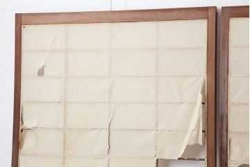 アンティーク建具　昭和初期　摺り上げ　風情あるインテリアにおすすめな雪見障子戸4枚セット(建具、擦り上げ障子戸、擦上障子戸、引き戸)(R-037063)