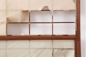 アンティーク建具　昭和初期　摺り上げ　風情あるインテリアにおすすめな雪見障子戸4枚セット(建具、擦り上げ障子戸、擦上障子戸、引き戸)(R-037063)