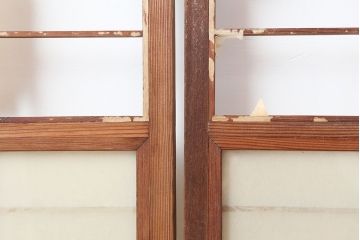 アンティーク建具　昭和初期　摺り上げ　風情あるインテリアにおすすめな雪見障子戸4枚セット(建具、擦り上げ障子戸、擦上障子戸、引き戸)(R-037063)