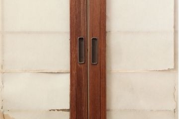 アンティーク建具　昭和初期　摺り上げ　風情あるインテリアにおすすめな雪見障子戸4枚セット(建具、擦り上げ障子戸、擦上障子戸、引き戸)(R-037063)