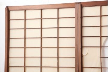 アンティーク建具　昭和初期　摺り上げ　風情あるインテリアにおすすめな雪見障子戸4枚セット(建具、擦り上げ障子戸、擦上障子戸、引き戸)(R-037064)