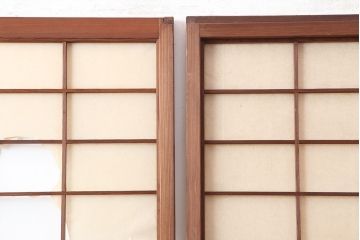 アンティーク建具　昭和初期　摺り上げ　風情あるインテリアにおすすめな雪見障子戸4枚セット(建具、擦り上げ障子戸、擦上障子戸、引き戸)(R-037064)