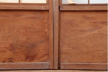 アンティーク建具　昭和初期　摺り上げ　風情あるインテリアにおすすめな雪見障子戸4枚セット(建具、擦り上げ障子戸、擦上障子戸、引き戸)(R-037064)