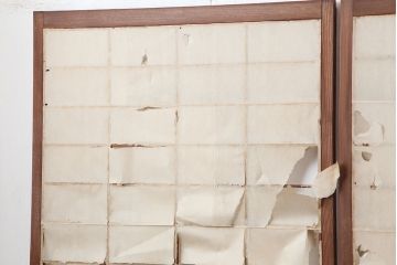アンティーク建具　昭和初期　摺り上げ　風情あるインテリアにおすすめな雪見障子戸4枚セット(建具、擦り上げ障子戸、擦上障子戸、引き戸)(R-037064)