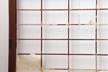 アンティーク建具　昭和初期　摺り上げ　風情あるインテリアにおすすめな雪見障子戸4枚セット(建具、擦り上げ障子戸、擦上障子戸、引き戸)(R-037064)