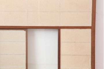 アンティーク建具　昭和初期　風情あるインテリアにおすすめな引き分け猫間障子戸2枚セット(雪見、建具、引き戸)(R-037065)