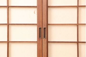 アンティーク建具　シンプルな障子戸4枚セット(引き戸、ガラス戸、建具)(R-037067)