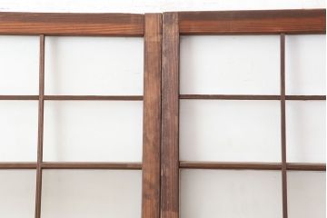 アンティーク建具　和製アンティーク　昭和初期　ダイヤガラス・すりガラス　ノスタルジックな大額入りガラス戸2枚セット(引き戸、建具)(R-037069)