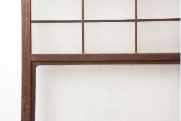 アンティーク建具　和製アンティーク　昭和初期　ダイヤガラス・すりガラス　ノスタルジックな大額入りガラス戸2枚セット(引き戸、建具)(R-037069)