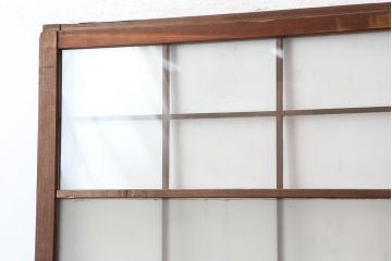 アンティーク建具　和製アンティーク　昭和初期　ダイヤガラス・すりガラス　ノスタルジックな大額入りガラス戸2枚セット(引き戸、建具)(R-037069)