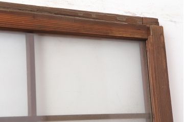 アンティーク建具　和製アンティーク　昭和初期　ダイヤガラス・すりガラス　ノスタルジックな大額入りガラス戸2枚セット(引き戸、建具)(R-037069)