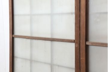 アンティーク建具　和製アンティーク　昭和初期　ダイヤガラス・すりガラス　ノスタルジックな大額入りガラス戸2枚セット(引き戸、建具)(R-037069)