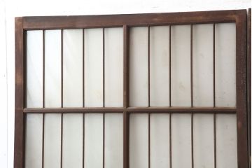 アンティーク建具　鉄格子入りが珍しいレトロなガラス戸2枚セット(引き戸、建具)(R-037070)