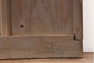 アンティーク建具　鉄格子入りが珍しいレトロなガラス戸2枚セット(引き戸、建具)(R-037070)