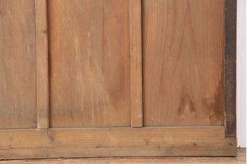 アンティーク建具　鉄格子入りが珍しいレトロなガラス戸2枚セット(引き戸、建具)(R-037070)