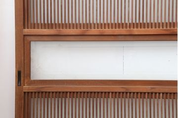 アンティーク建具　裏ガラス入り　和空間を盛り上げる上手物の格子戸4枚セット(ガラス帯戸、建具、引き戸)(R-037071)