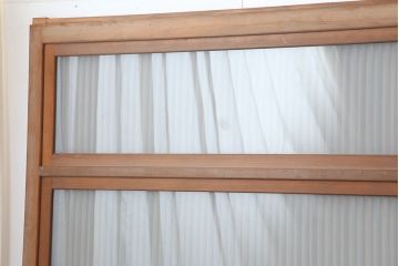 アンティーク建具　裏ガラス入り　和空間を盛り上げる上手物の格子戸4枚セット(ガラス帯戸、建具、引き戸)(R-037071)