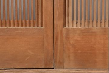 アンティーク建具　裏ガラス入り　和空間を盛り上げる上手物の格子戸2枚セット(ガラス帯戸、建具、引き戸)(R-037072)