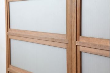 アンティーク建具　裏ガラス入り　和空間を盛り上げる上手物の格子戸2枚セット(ガラス帯戸、建具、引き戸)(R-037072)