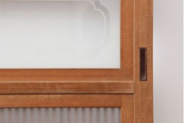 アンティーク建具　裏ガラス入り　和空間を盛り上げる上手物の格子戸2枚セット(ガラス帯戸、建具、引き戸)(R-037072)