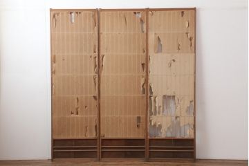 アンティーク建具　昭和初期　和モダンスタイルにおすすめな細身の障子戸3枚セット(引き戸、建具)(R-037074)