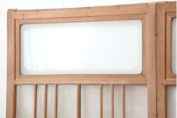 アンティーク建具　昭和初期　腰板ケヤキ材　上手物!レトロな雰囲気漂うガラス戸3枚セット(建具、引き戸)(R-037076)