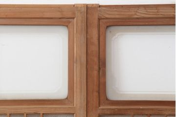 アンティーク建具　昭和初期　腰板ケヤキ材　上手物!レトロな雰囲気漂うガラス戸3枚セット(建具、引き戸)(R-037076)
