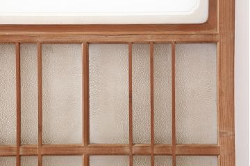 アンティーク建具　昭和初期　腰板ケヤキ材　上手物!レトロな雰囲気漂うガラス戸3枚セット(建具、引き戸)(R-037076)