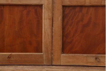 アンティーク建具　昭和初期　腰板ケヤキ材　上手物!レトロな雰囲気漂うガラス戸3枚セット(建具、引き戸)(R-037076)
