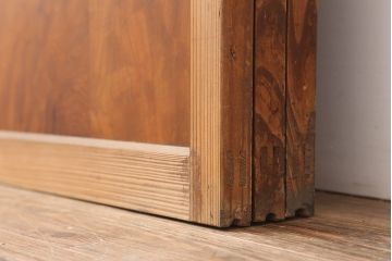 アンティーク建具　昭和初期　腰板ケヤキ材　上手物!レトロな雰囲気漂うガラス戸3枚セット(建具、引き戸)(R-037076)