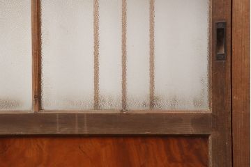 アンティーク建具　昭和初期　腰板ケヤキ材　上手物!レトロな雰囲気漂うガラス戸3枚セット(建具、引き戸)(R-037076)