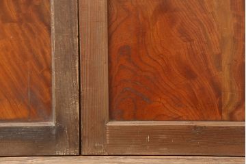アンティーク建具　昭和初期　腰板ケヤキ材　上手物!レトロな雰囲気漂うガラス戸3枚セット(建具、引き戸)(R-037076)