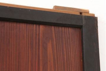 アンティーク建具　明治期　裏障子付き!黒い木枠がモダンな格子帯戸3枚セット(引き戸、建具)(R-037077)