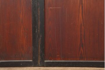 アンティーク建具　明治期　裏障子付き!黒い木枠がモダンな格子帯戸3枚セット(引き戸、建具)(R-037077)