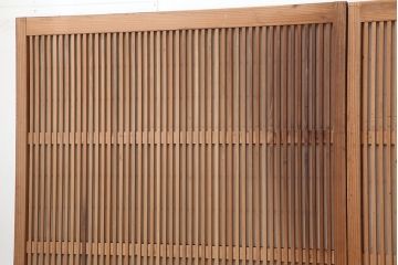 アンティーク建具　昭和初期　腰板ケヤキ材　裏障子付き　上手物!和の雰囲気を高める格子戸3枚セット(ガラス帯戸、建具、引き戸)(R-037078)