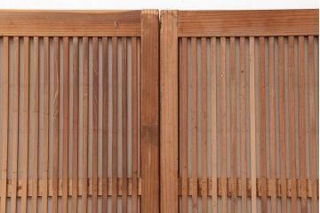 アンティーク建具　昭和初期　腰板ケヤキ材　裏障子付き　上手物!和の雰囲気を高める格子戸3枚セット(ガラス帯戸、建具、引き戸)(R-037078)