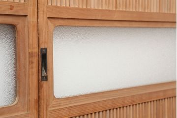 アンティーク建具　昭和初期　腰板ケヤキ材　裏障子付き　上手物!和の雰囲気を高める格子戸3枚セット(ガラス帯戸、建具、引き戸)(R-037078)