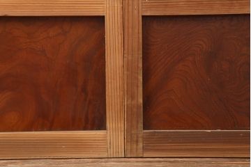アンティーク建具　昭和初期　腰板ケヤキ材　裏障子付き　上手物!和の雰囲気を高める格子戸3枚セット(ガラス帯戸、建具、引き戸)(R-037078)