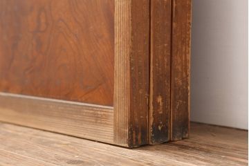アンティーク建具　昭和初期　腰板ケヤキ材　裏障子付き　上手物!和の雰囲気を高める格子戸3枚セット(ガラス帯戸、建具、引き戸)(R-037078)